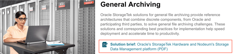 Nodeum is referenced in the Oracle's General Archiving Solutions