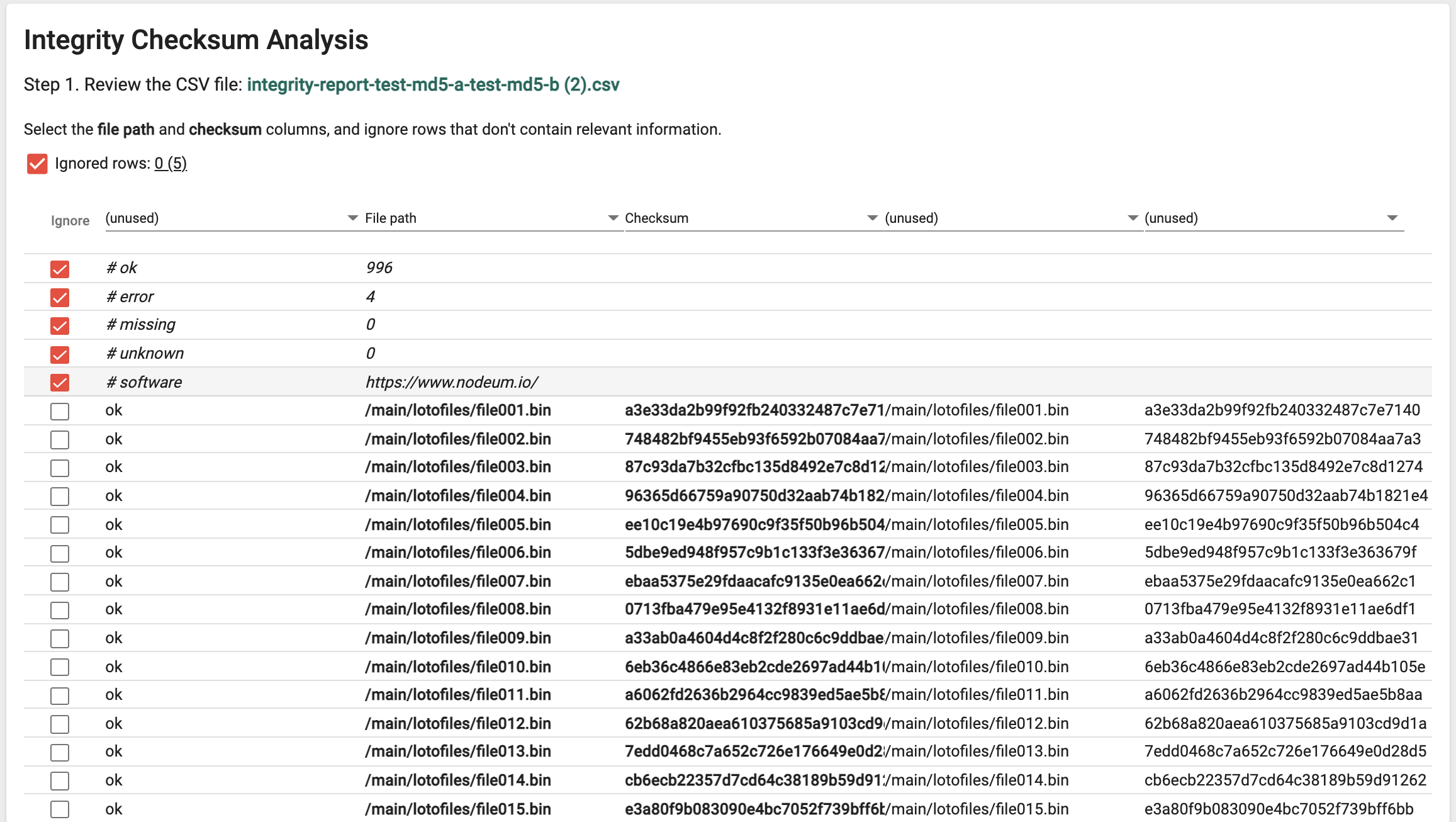 File Comparison - Validation