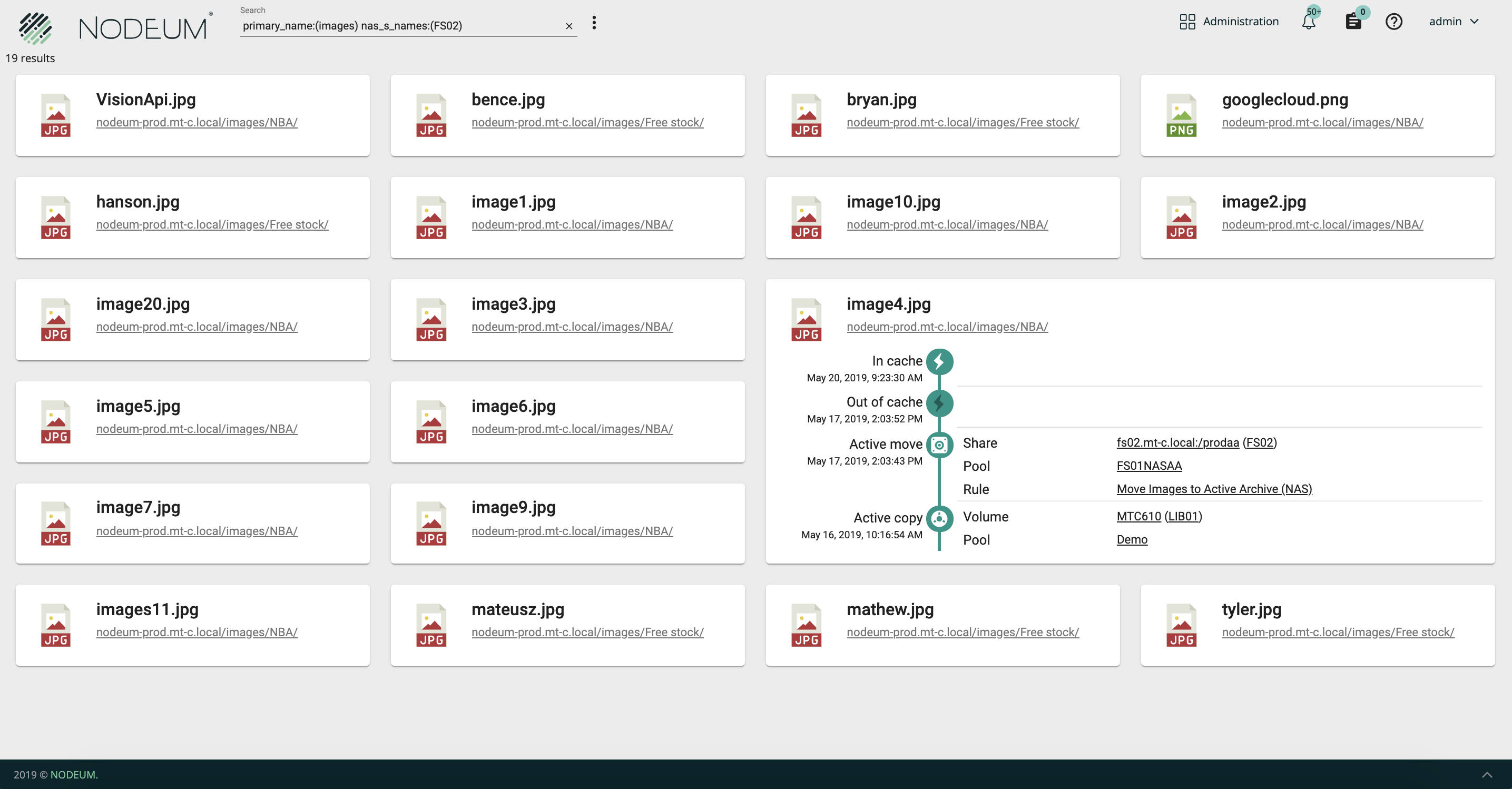 Nodeum Catalog view to monitor Data Lifecycle